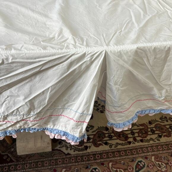 Pottery Barn Other - Pottery Barn Kids Bed Skirt Twin Pleated Colorful Embroidered Ruffle 100% Cotton